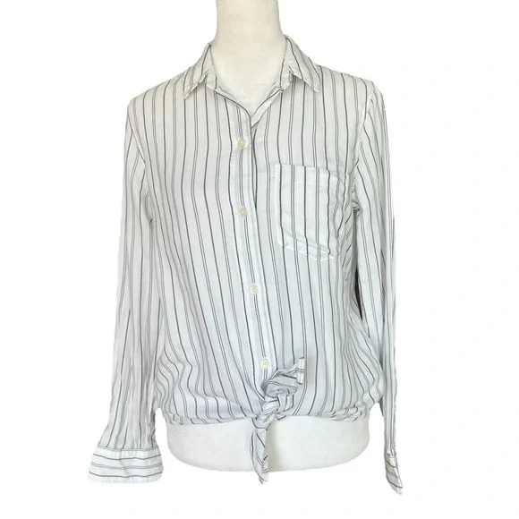 MADEWELL Tie-Front Shirt in Darcy Stripe - Picture 4 of 7